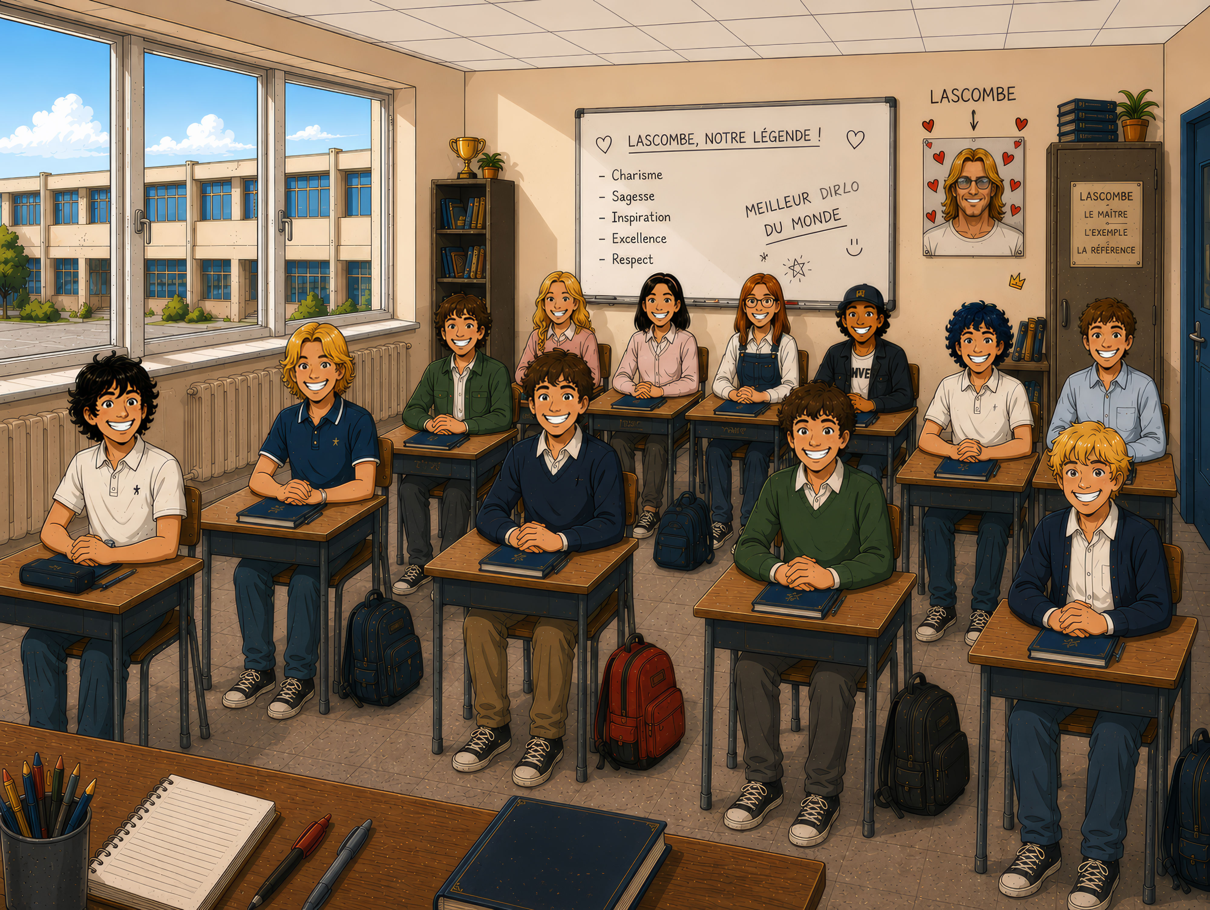 La classe rangee attend sagement Lascombe